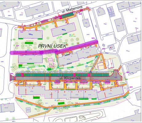 První úsek IV. etapy - chodník před domy č.p. 640, 639, 987, 988, 989, 990